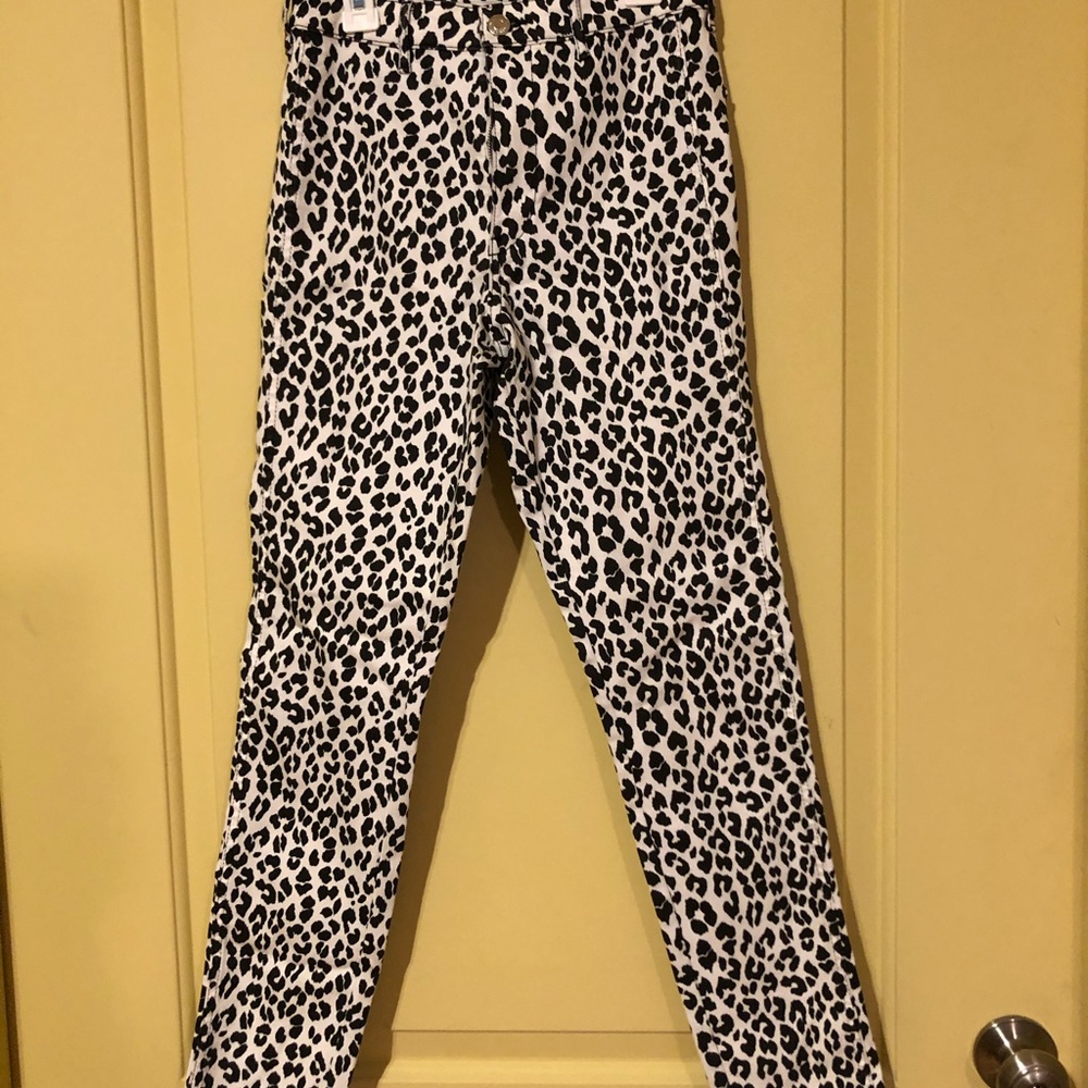 Stretchy leopard print skinny jeans high waist 26